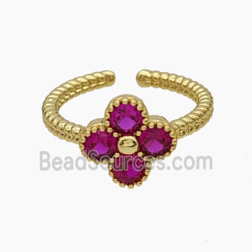 Copper Ring pave zircon, Gold plated