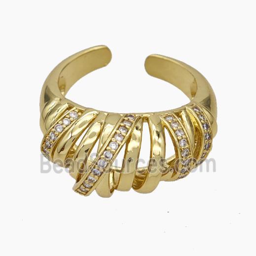 Copper Ring pave zircon, Gold plated