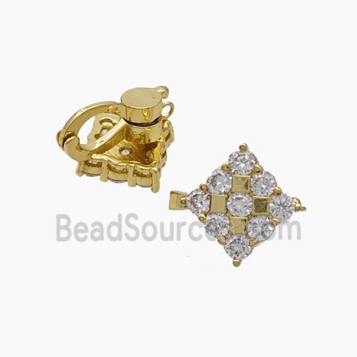 Copper earring pave zircon, Gold plated