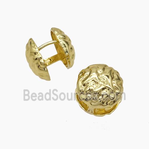 Copper earring pave zircon, Gold plated