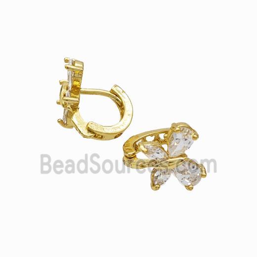 Copper earring pave zircon, Gold plated