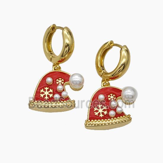 Copper earring pave zircon, Gold plated