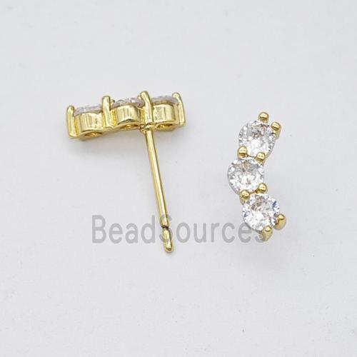 Copper earring pave zircon, Gold plated