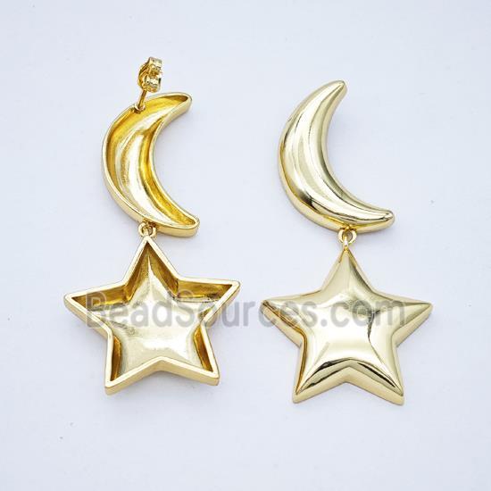 Copper earring pave zircon, Gold plated