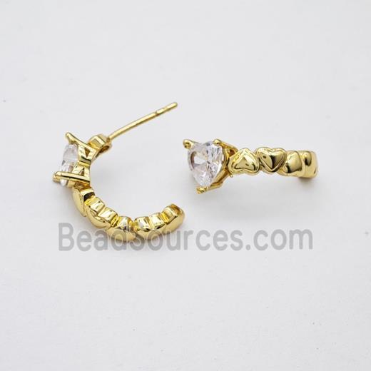 Copper earring pave zircon, Gold plated