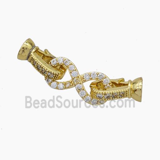 Copper Connector Clasp pave Zircon, Gold plated