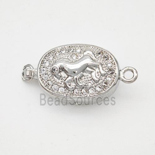 Copper connector Clasp pave Zircon, platinum plated