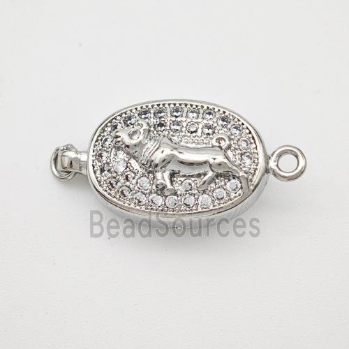 Copper connector Clasp pave Zircon, platinum plated