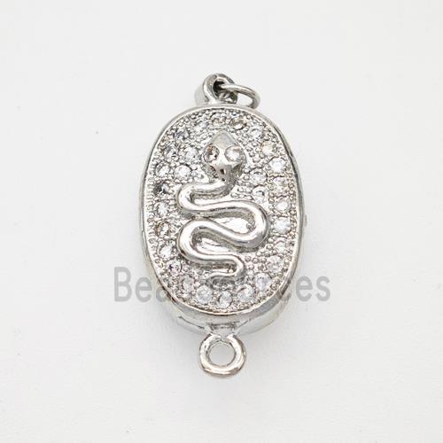 Copper connector Clasp pave Zircon, platinum plated