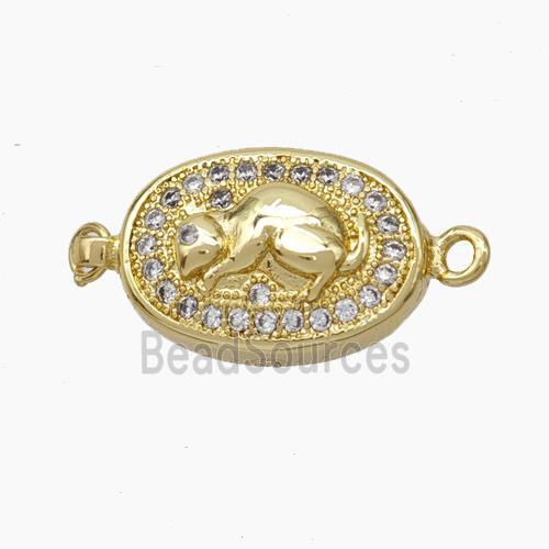 Copper connector Clasp pave Zircon, gold plated