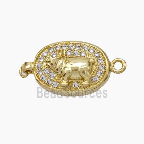 Copper connector Clasp pave Zircon, gold plated