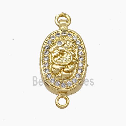 Copper connector Clasp pave Zircon, gold plated