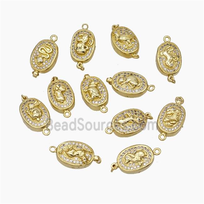 Copper connector Clasp pave Zircon, gold plated