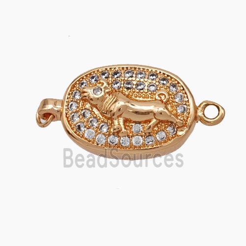 Copper connector Clasp pave Zircon, Rose gold plated