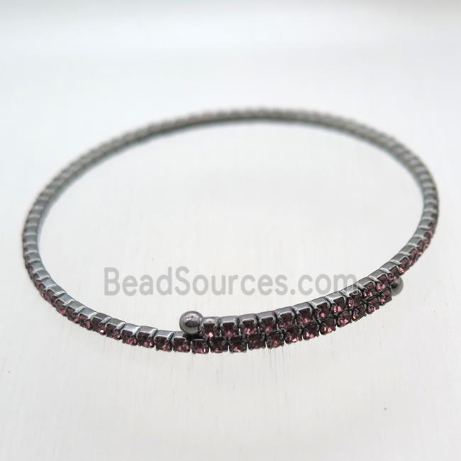 copper bangle pave purple rhinestone, black plated