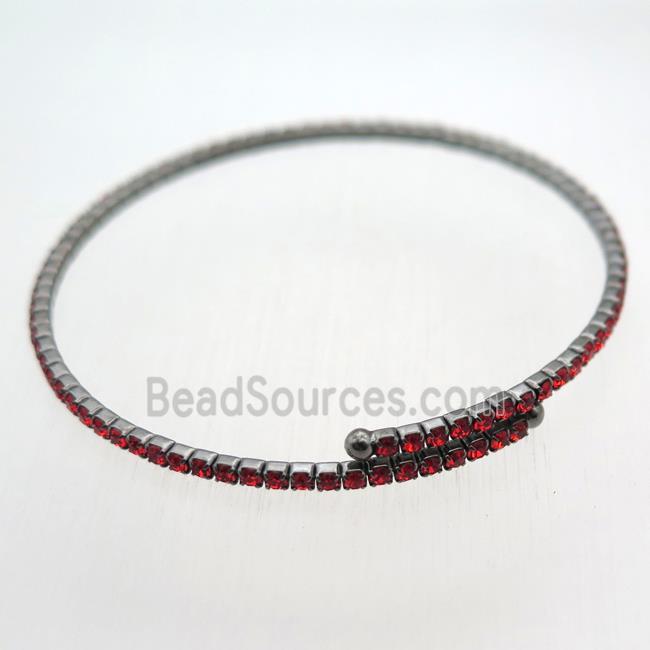 copper bangle pave red rhinestone, black plated