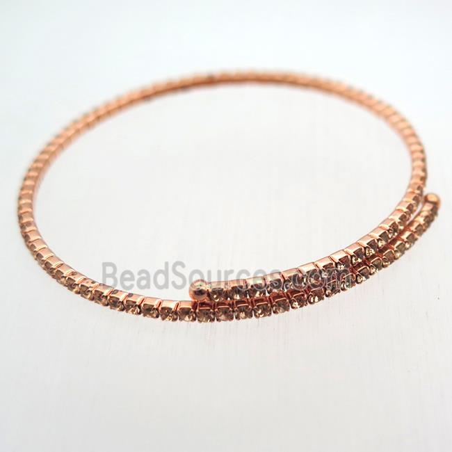 copper bangle pave champagne rhinestone, rose gold