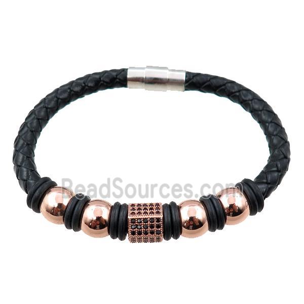 PU leather bracelet with magnetic clasp