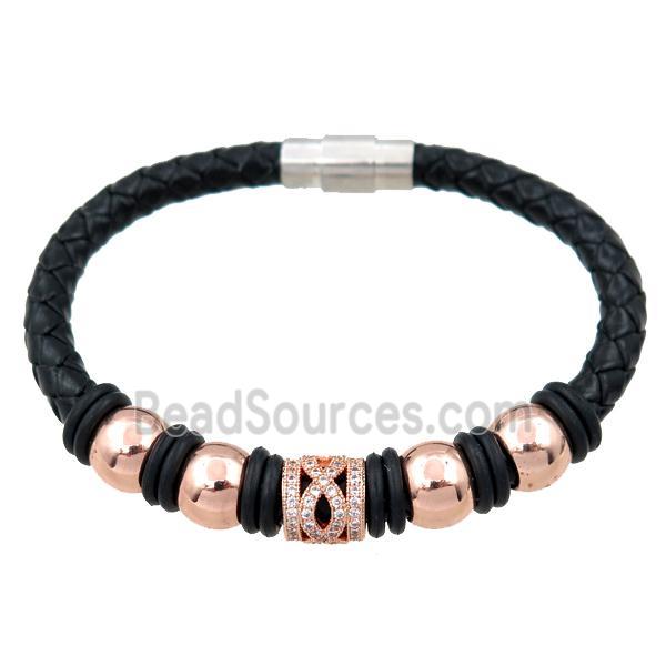 PU leather bracelet with magnetic clasp