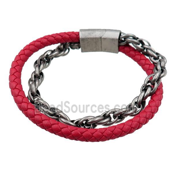 PU leather bracelets with magnetic clasp