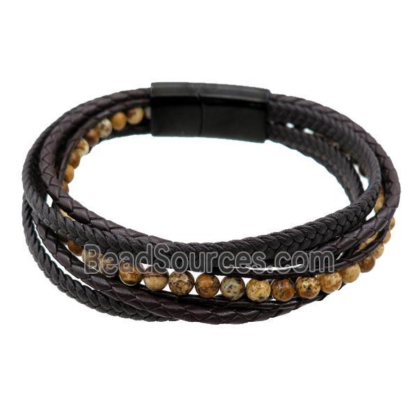 PU leather bracelets with magnetic clasp