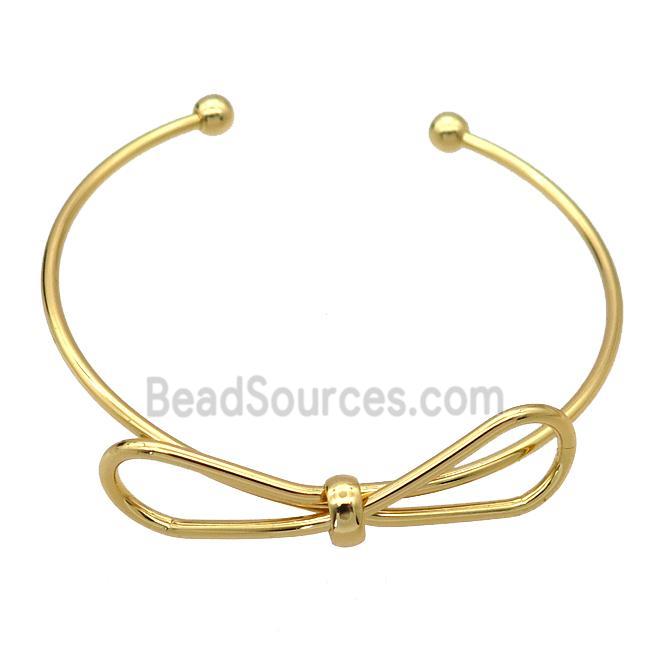 copper bangle with knot, adjustable, gold plated