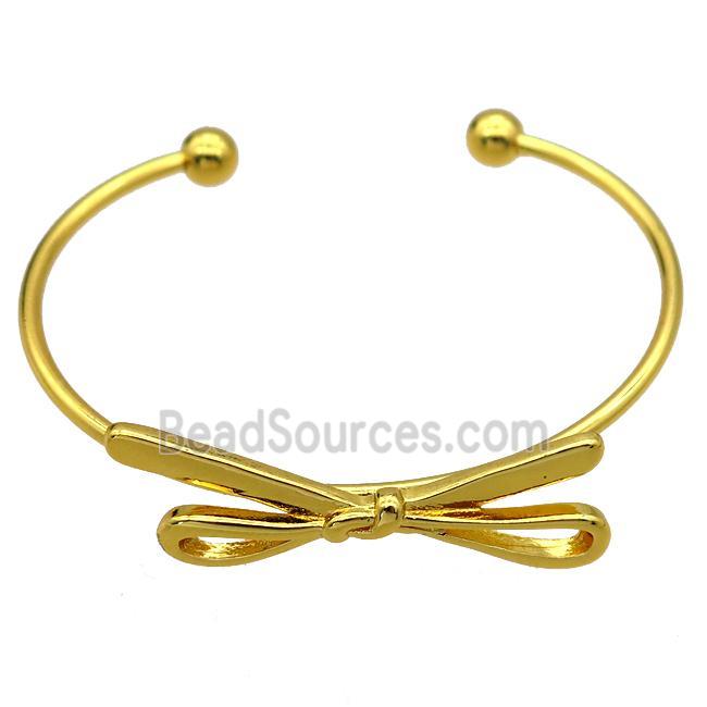 copper bangle with knot, adjustable, gold plated