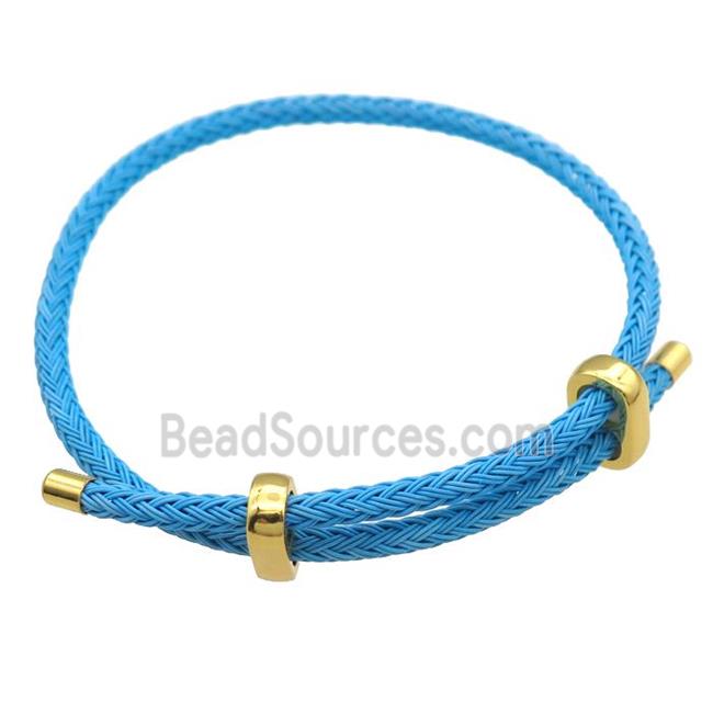 skyblue Tiger Tail Steel Bracelet, adjustable