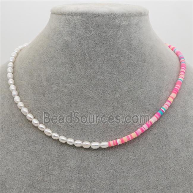 Pearl Necklace with polymer clay beads