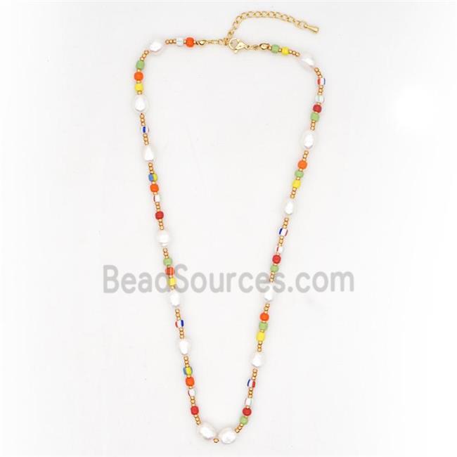 Pearl Necklace with glass seed beads