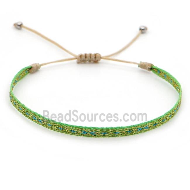 nepal style Handmade braid Bracelet, adjustable, green