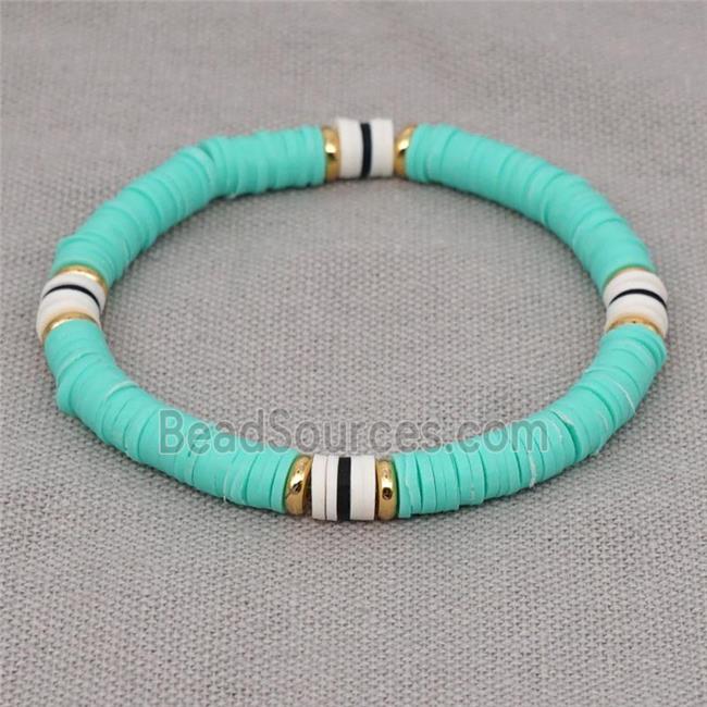 mint green Polymer Clay Bracelet, stretchy