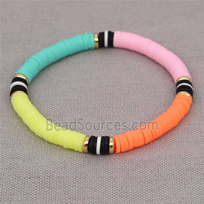 Polymer Clay Bracelet, stretchy, multicolor