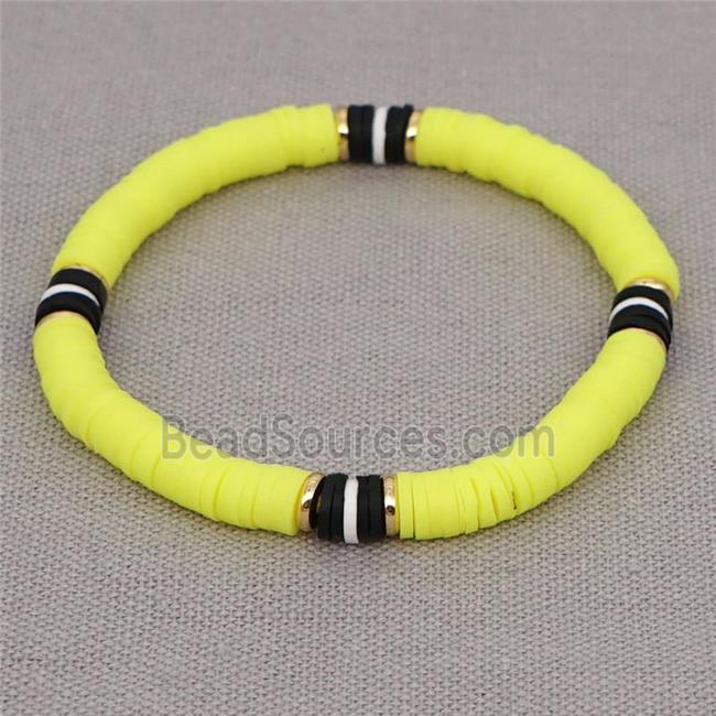 yellow Polymer Clay Bracelet, stretchy