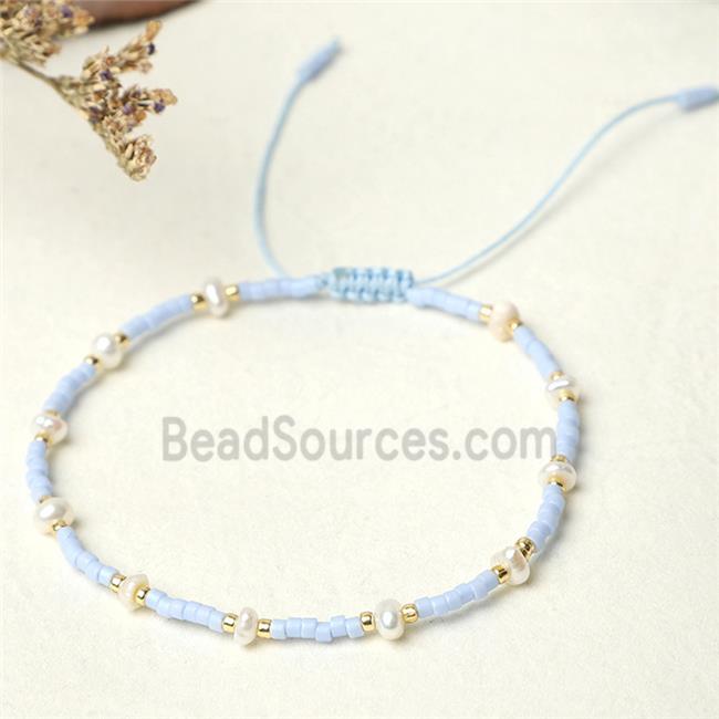 handmade miyuki glass Bracelet with Pearl, adjustable