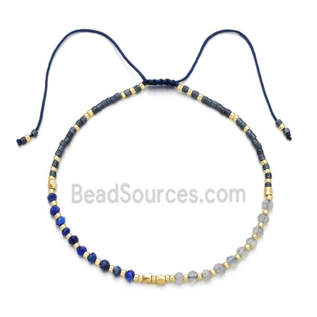 Lapis Bracelet with moonstone, adjustable