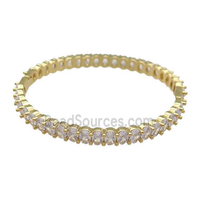 Copper Bangle Pave Zircon Gold Plated