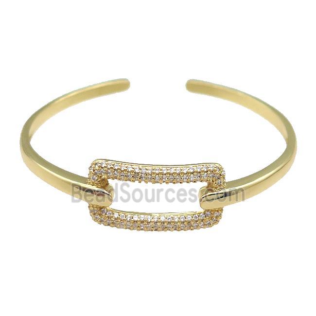 Copper Bangle Pave Zircon Gold Plated