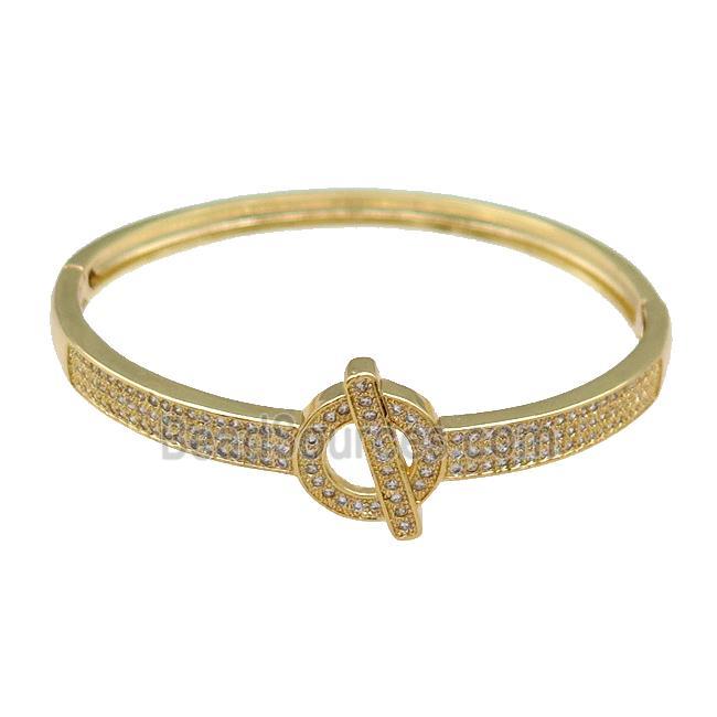 Copper Bangle Pave Zircon Gold Plated