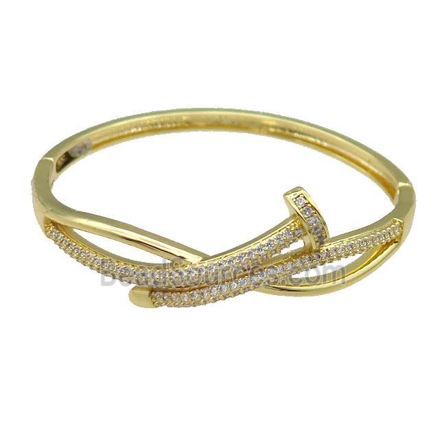 Copper Bangle Pave Zircon Gold Plated