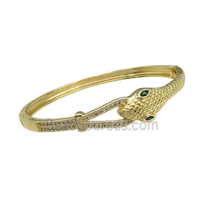 Copper Snake Bangle Pave Zircon Gold Plated