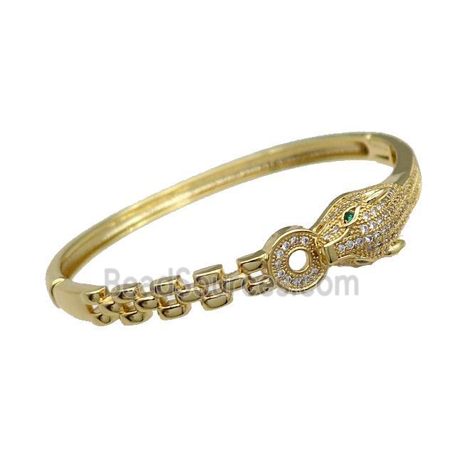 Copper Leopard Bangle Pave Zircon Gold Plated