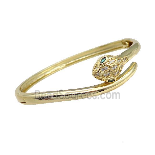 Copper Snake Bangle Pave Zircon Gold Plated