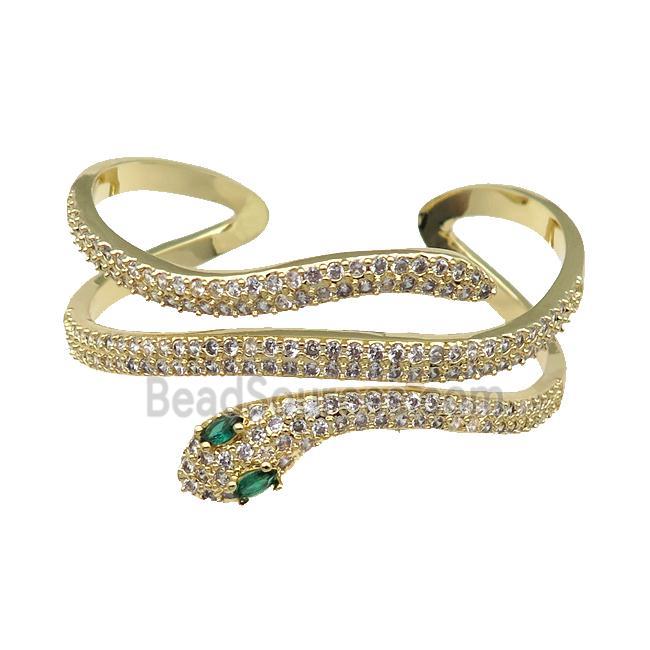 Copper Snake Bangle Pave Zircon Gold Plated