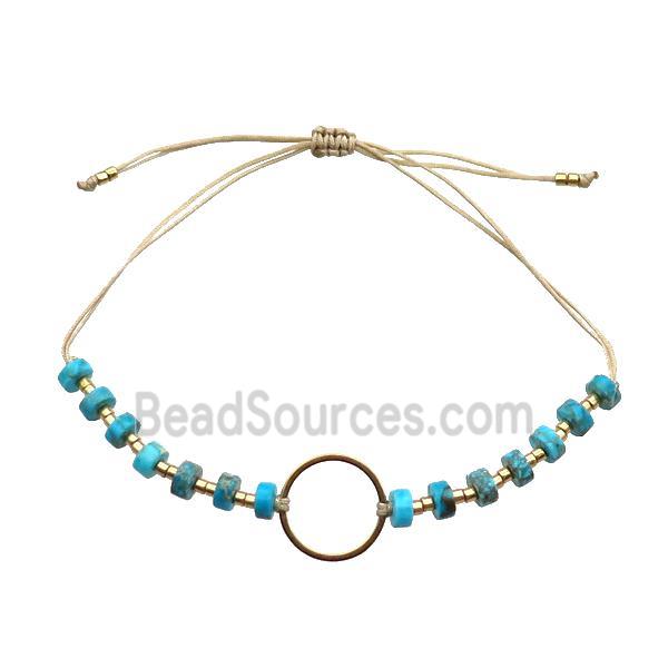 Imperial Jasper Bracelet Heishi Blue Adjustable