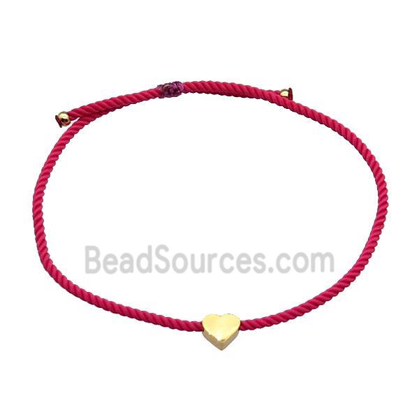 Red Nylon Bracelet Heart Adjustable