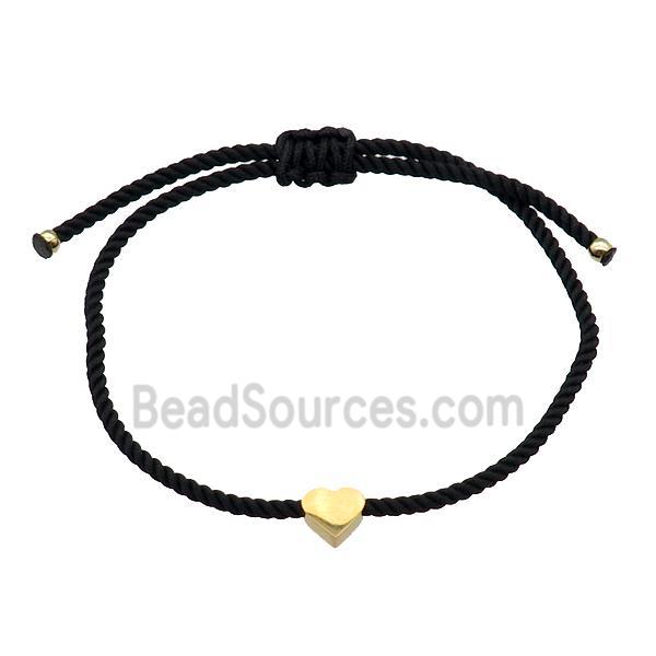 Black Nylon Bracelet Heart Adjustable