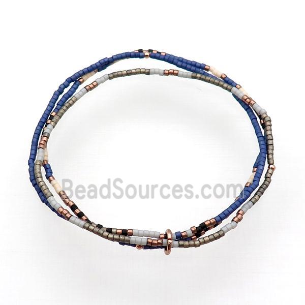 Seed Glass Bracelet 3 Strands Stretchy