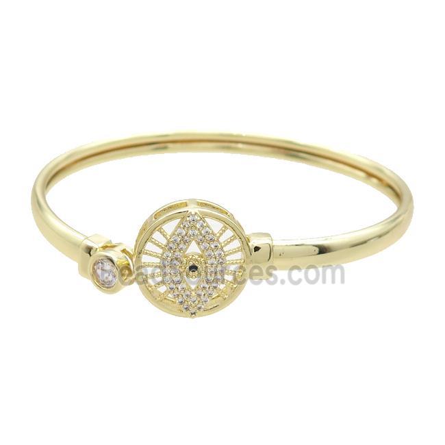 Copper Bangle Pave Zircon Eye Gold Plated