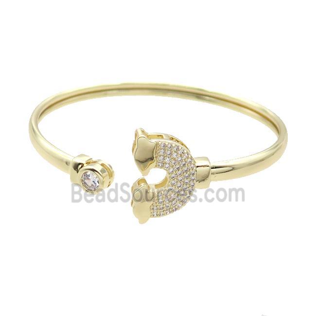 Copper Bangle Pave Zircon Rainbow Gold Plated